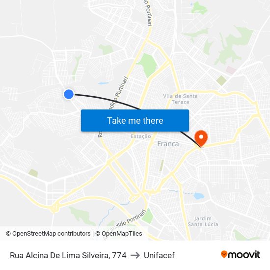 Rua Alcina De Lima Silveira, 774 to Unifacef map