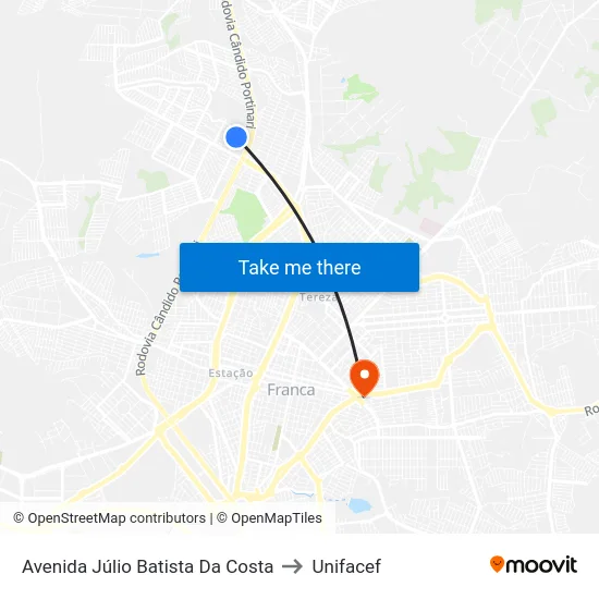 Avenida Júlio Batista Da Costa to Unifacef map