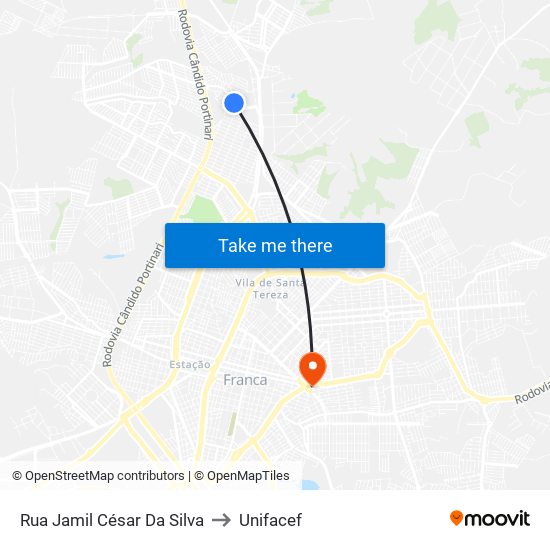 Rua Jamil César Da Silva to Unifacef map