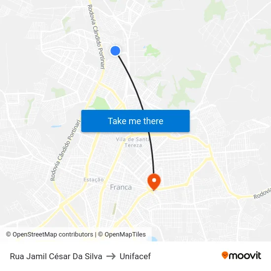 Rua Jamil César Da Silva to Unifacef map
