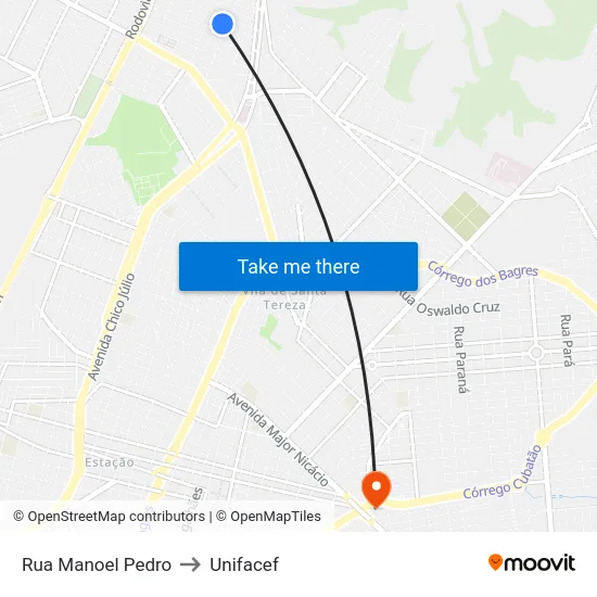 Rua Manoel Pedro to Unifacef map