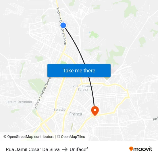 Rua Jamil César Da Silva to Unifacef map