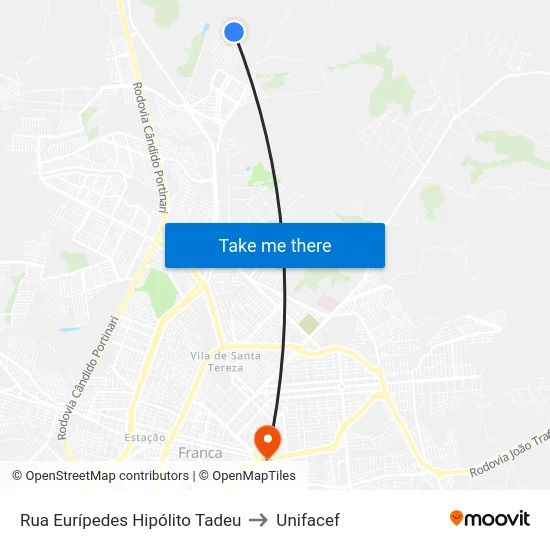 Rua Eurípedes Hipólito Tadeu to Unifacef map