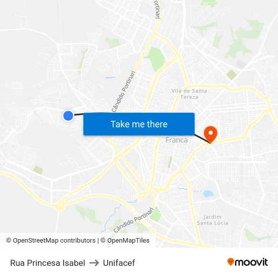 Rua Princesa Isabel to Unifacef map