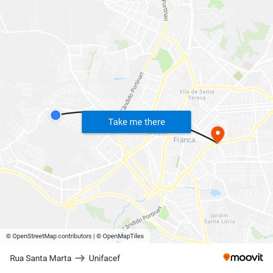 Rua Santa Marta to Unifacef map