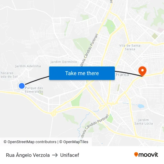 Rua Ângelo Verzola to Unifacef map
