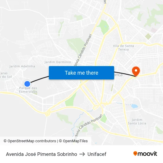 Avenida José Pimenta Sobrinho to Unifacef map