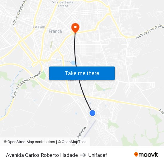 Avenida Carlos Roberto Hadade to Unifacef map