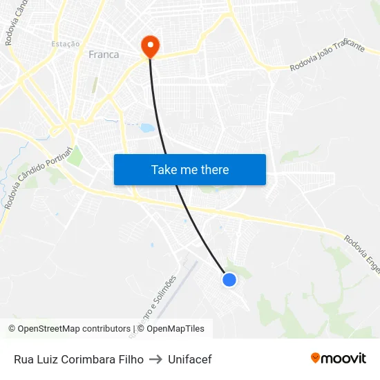 Rua Luiz Corimbara Filho to Unifacef map