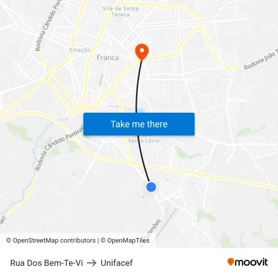 Rua Dos Bem-Te-Vi to Unifacef map
