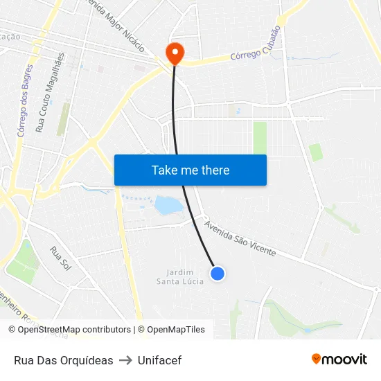 Rua Das Orquídeas to Unifacef map