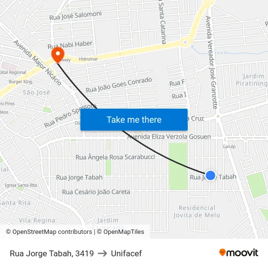 Rua Jorge Tabah, 3419 to Unifacef map