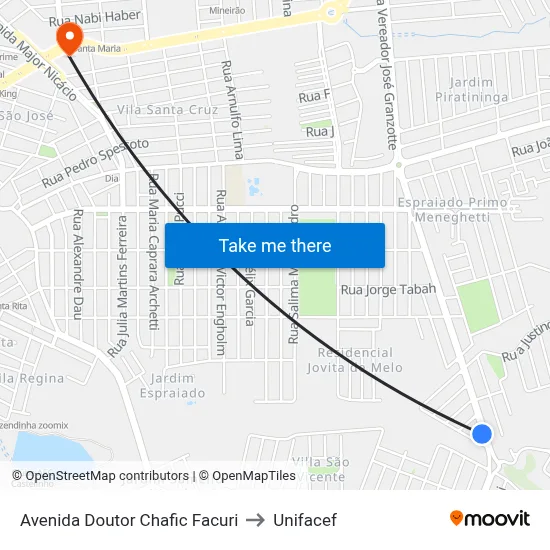 Avenida Doutor Chafic Facuri to Unifacef map
