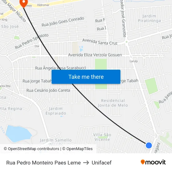 Rua Pedro Monteiro Paes Leme to Unifacef map