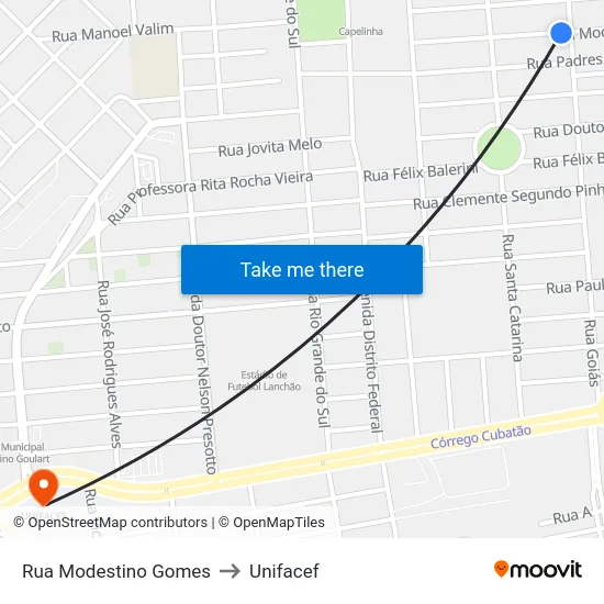 Rua Modestino Gomes to Unifacef map
