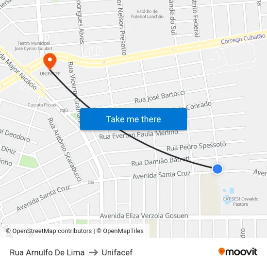 Rua Arnulfo De Lima to Unifacef map