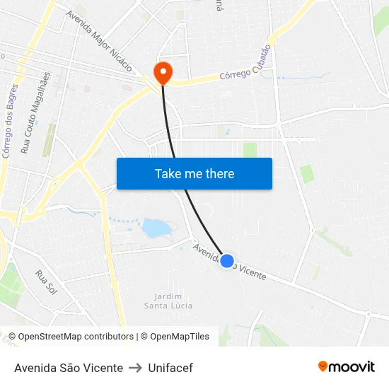 Avenida São Vicente to Unifacef map