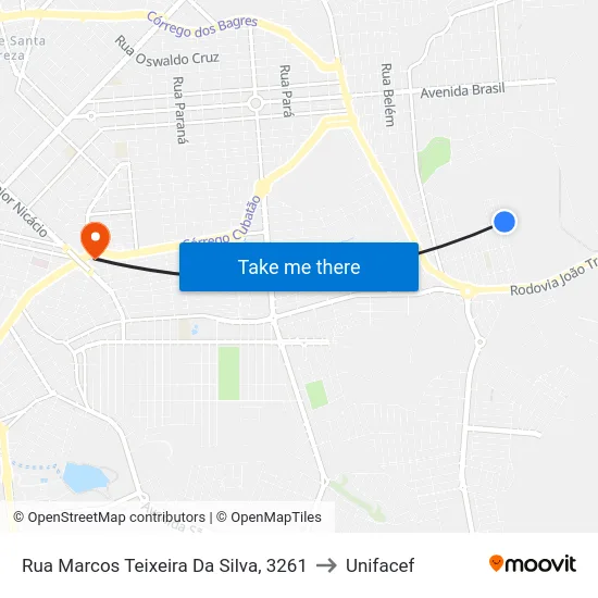 Rua Marcos Teixeira Da Silva, 3261 to Unifacef map