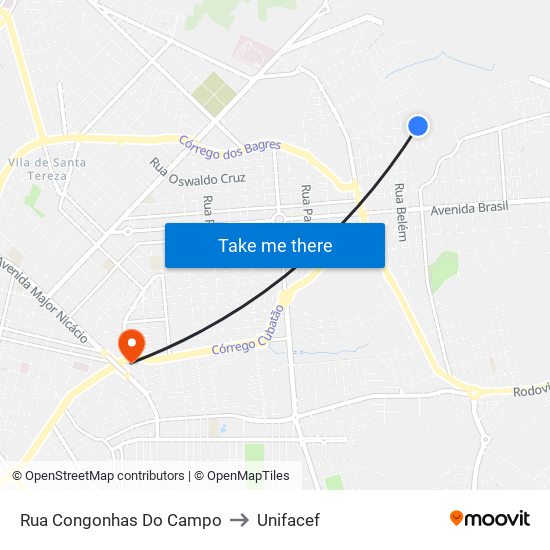 Rua Congonhas Do Campo to Unifacef map