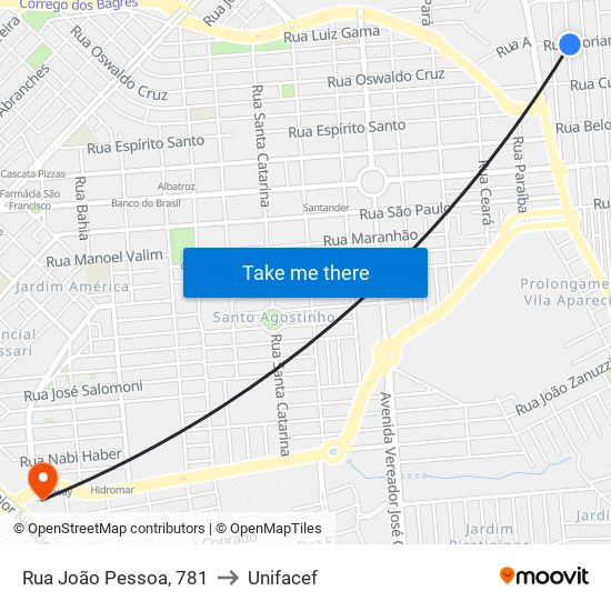 Rua João Pessoa, 781 to Unifacef map