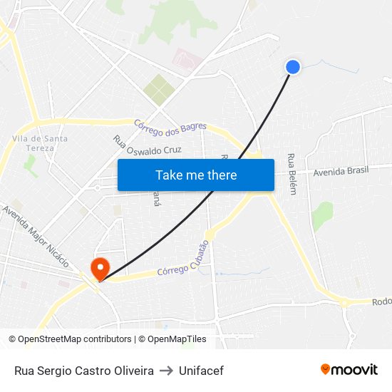Rua Sergio Castro Oliveira to Unifacef map
