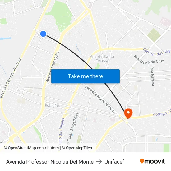 Avenida Professor Nicolau Del Monte to Unifacef map