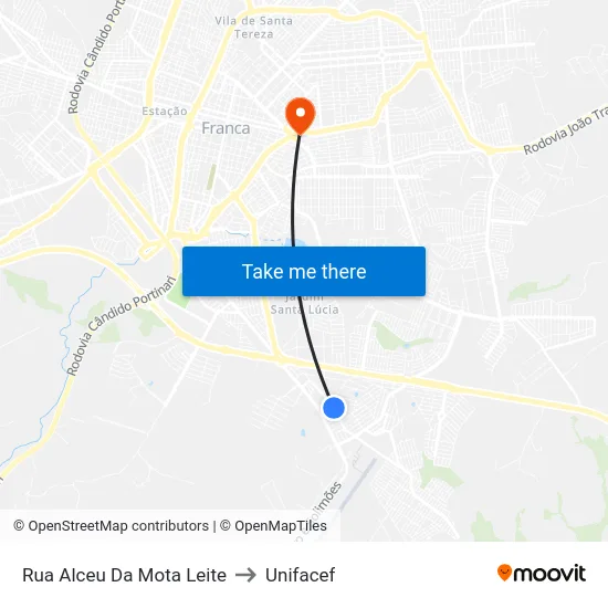 Rua Alceu Da Mota Leite to Unifacef map