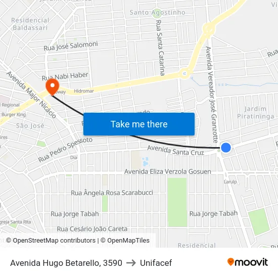 Avenida Hugo Betarello, 3590 to Unifacef map
