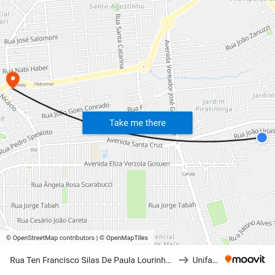 Rua Ten Francisco Silas De Paula Lourinho, 4460 to Unifacef map