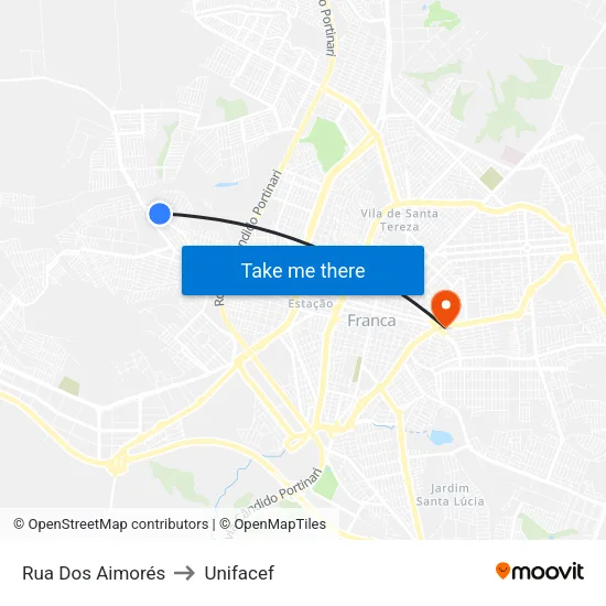 Rua Dos Aimorés to Unifacef map