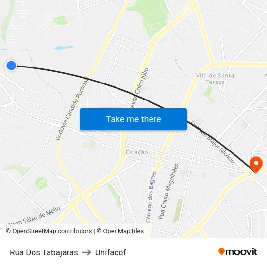 Rua Dos Tabajaras to Unifacef map