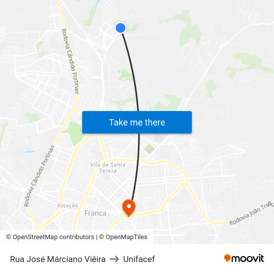 Rua José Márciano Viêira to Unifacef map