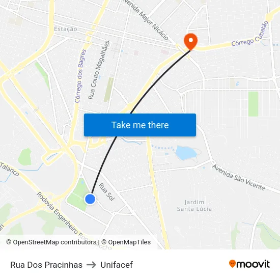 Rua Dos Pracinhas to Unifacef map