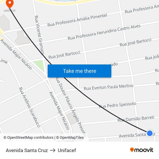 Avenida Santa Cruz to Unifacef map