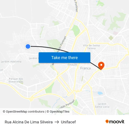 Rua Alcina De Lima Silveira to Unifacef map