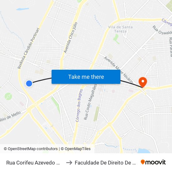 Rua Corifeu Azevedo Marquês, 295 to Faculdade De Direito De Franca - Facef map