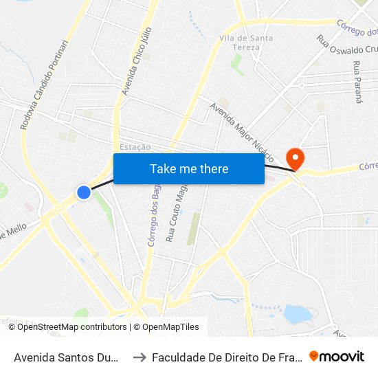 Avenida Santos Dumont, S/N to Faculdade De Direito De Franca - Facef map