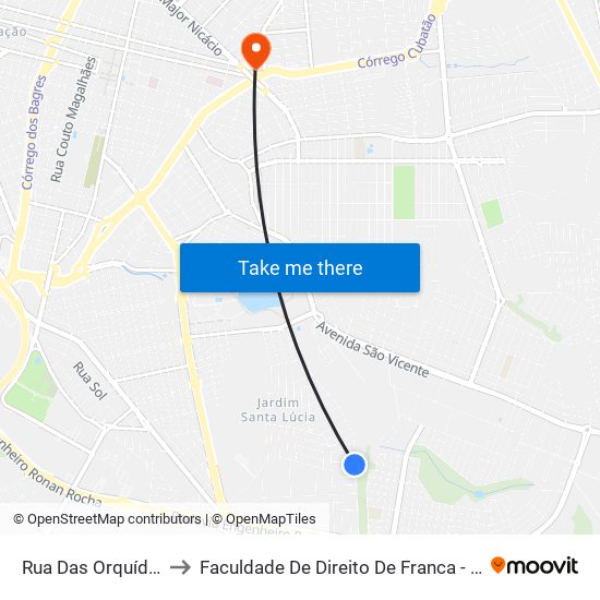 Rua Das Orquídeas to Faculdade De Direito De Franca - Facef map