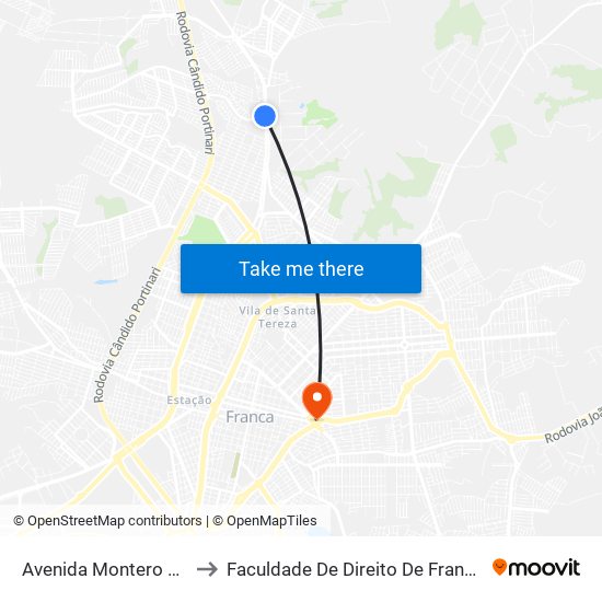 Avenida Montero Lobato to Faculdade De Direito De Franca - Facef map