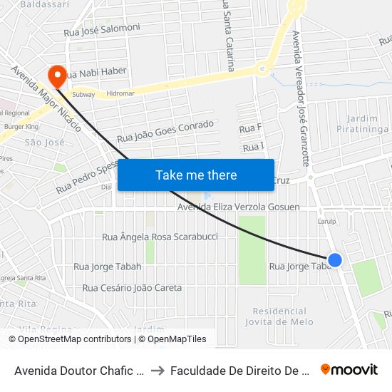 Avenida Doutor Chafic Facuri, 3610 to Faculdade De Direito De Franca - Facef map
