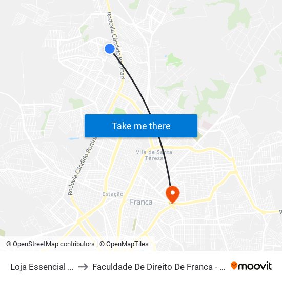 Loja Essencial Mix to Faculdade De Direito De Franca - Facef map