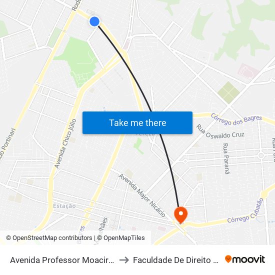 Avenida Professor Moacir Viêira Coelho, 3717 to Faculdade De Direito De Franca - Facef map