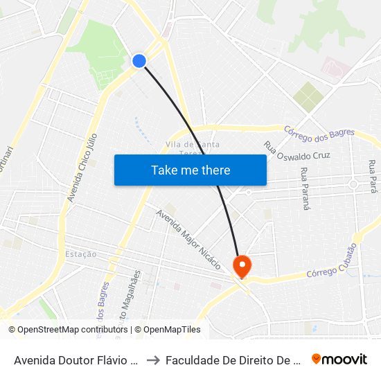 Avenida Doutor Flávio Rocha, 3508 to Faculdade De Direito De Franca - Facef map