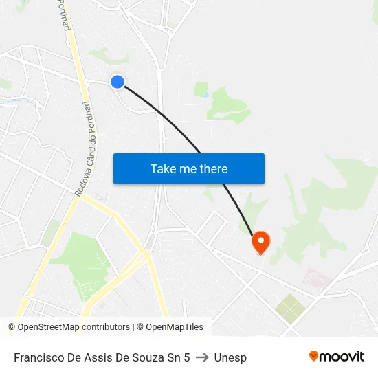 Francisco De Assis De Souza Sn 5 to Unesp map