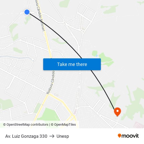 Av. Luiz Gonzaga 330 to Unesp map