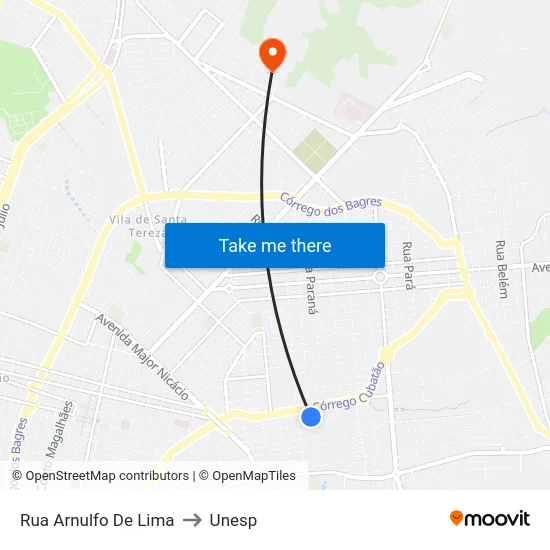 Rua Arnulfo De Lima to Unesp map