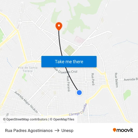 Rua Padres Agostinianos to Unesp map