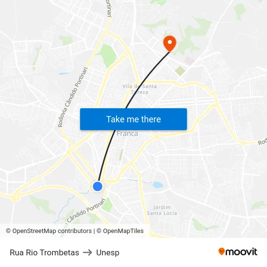 Rua Rio Trombetas to Unesp map