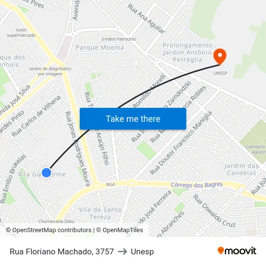Rua Floriano Machado, 3757 to Unesp map