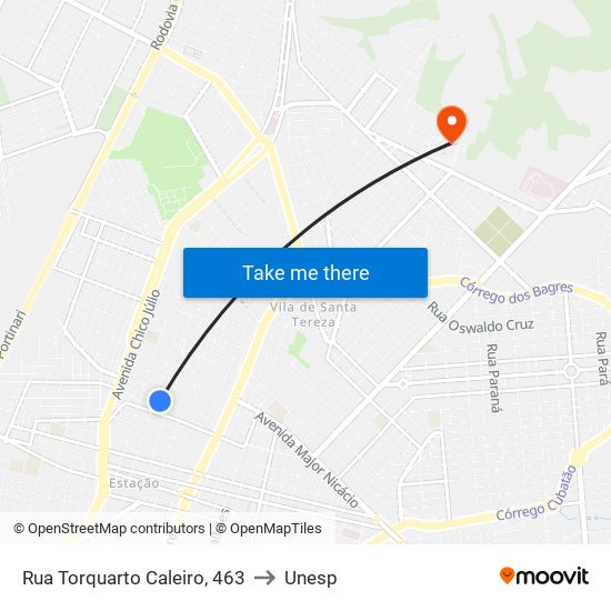 Rua Torquarto Caleiro, 463 to Unesp map